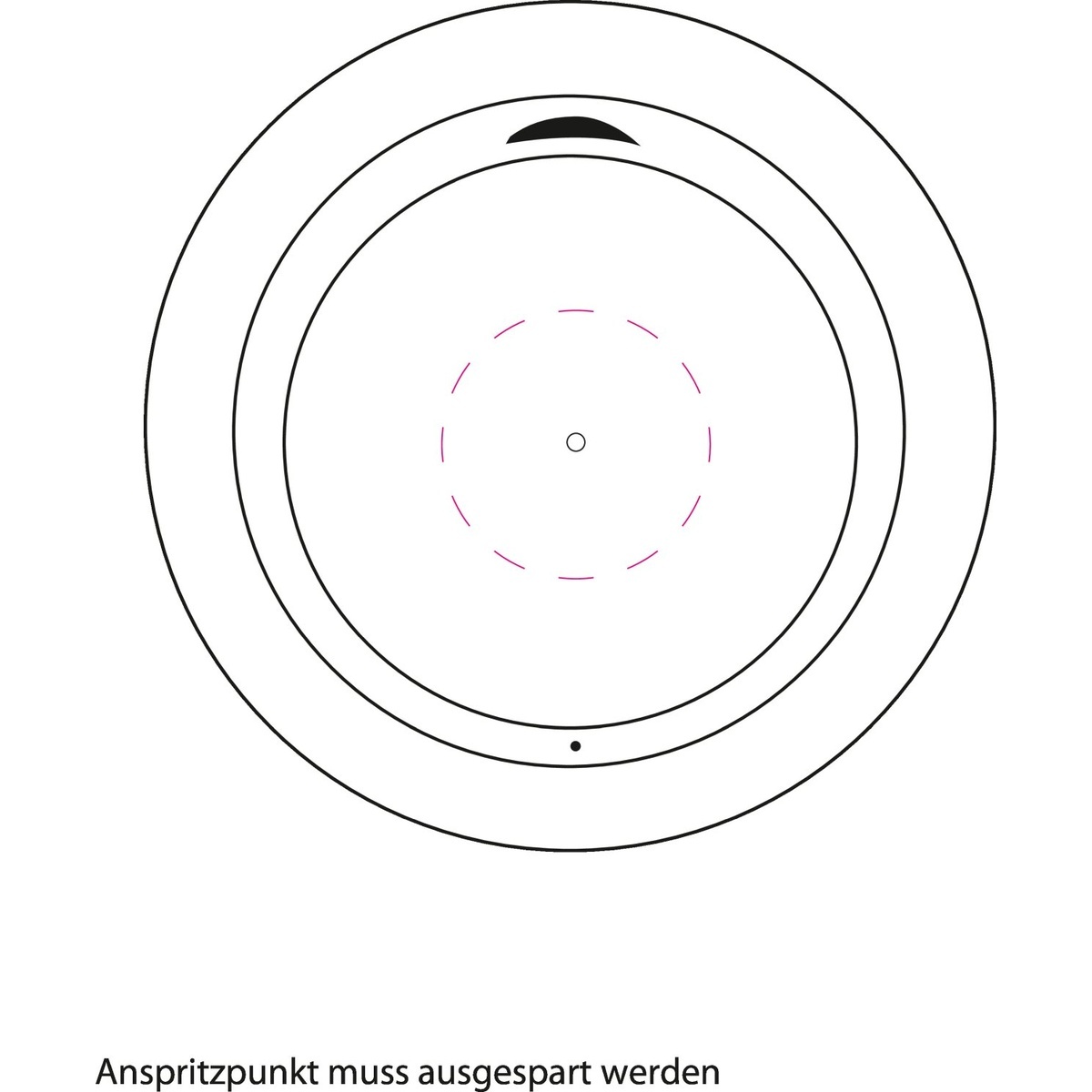 in Deckel (Anspritzpunkt ausgespart) (Ø 30 mm)