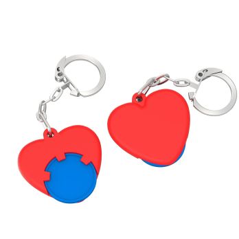 Chiphalter mit 1 €-Chip, Gliederkette und Ring "Herz"