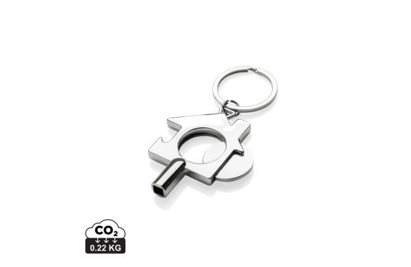 3-in-1 Schlüsselring aus RCS rec. Zinklegierung, silber