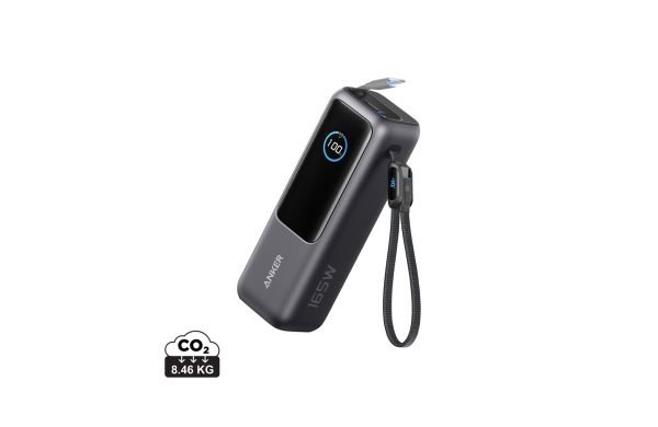 Anker Powerbank 25.000mAh-165W, mit integr. einziehb. Kabel, grau