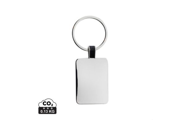 Eckiger Schlüsselring aus RCS rec. Zinklegierung, silber