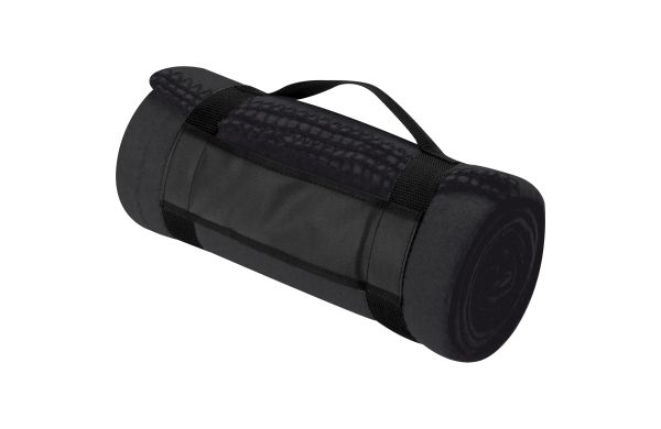 Fleecedecke mit Tragebanderole - schwarz