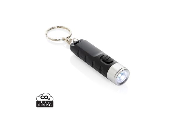 Globix USB Schlüsselanhänger-Taschenlampe aus RCS rABS, schwarz