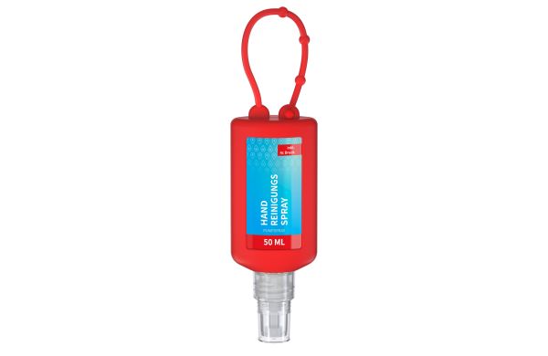 Handreinigungsspray, 50 ml Bumper rot, Body Label (R-PET)