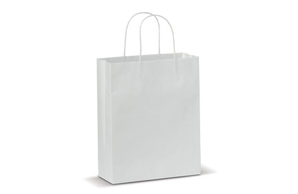 Mittlere Papiertasche im Eco Look 120g-m², weiss