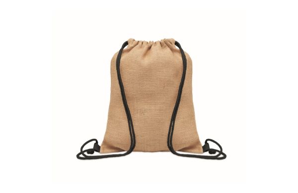 FUKURO Jute Beutel mit Kordelzug - schwarz