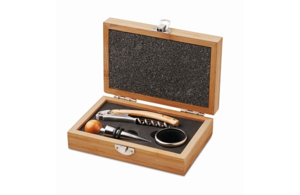 SONOMA Wein-Set in Bambus-Box - holzfarben