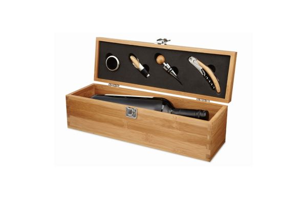 TARDOR Wein-Set in Bambus-Box - holzfarben