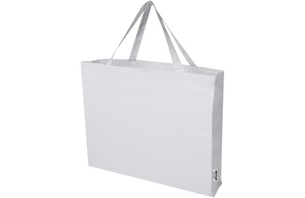 Odessa 220 g/m² Baumwoll Tragetasche aus GRS recycelter Baumwolle, groß, weiss