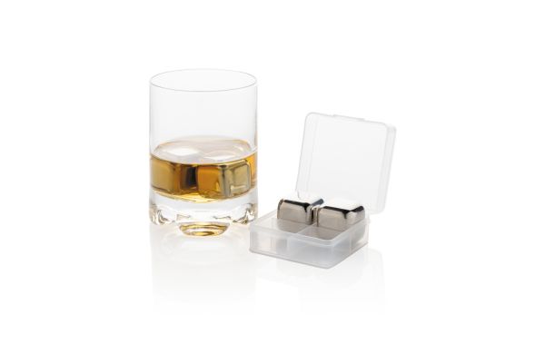 Wiederverwendbare Eiswürfel aus Stainless Steel, 4-tlg./silber