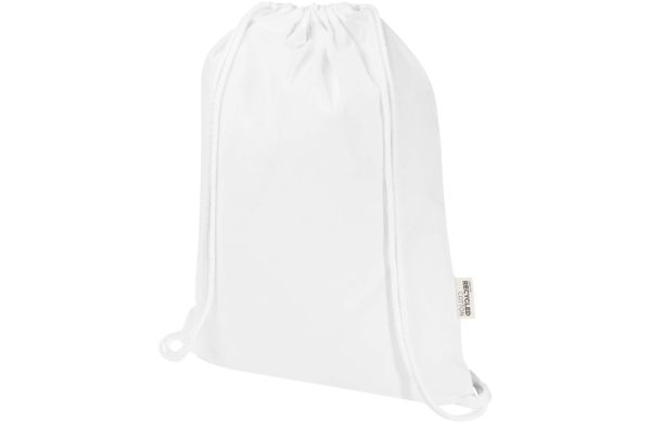 Peru Blend 180 g/m² Sportbeutel aus GRS recycelter Baumwolle 5L, weiss