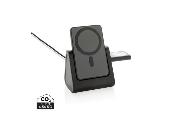 Powerbase 3-in-1-Charger aus RCS Kunststoff mit Powerbank, schwarz