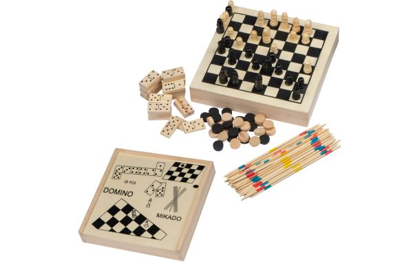 Spieleset in einer Holzbox - beige