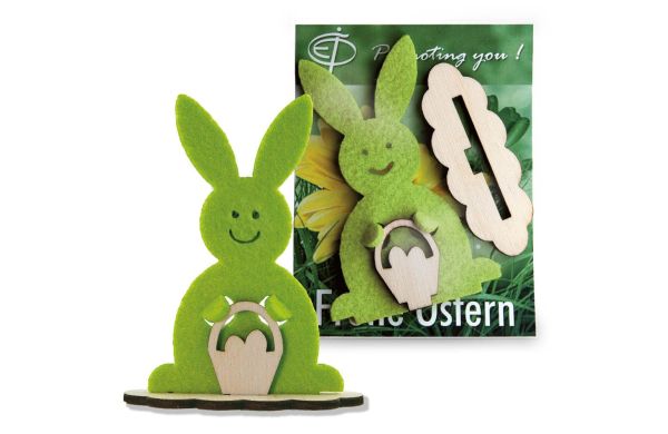 Steckfigur Hase in Werbekarte