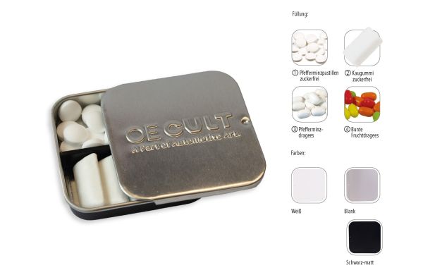 Twin Tin geprägt, Bunte Frucht Dragees gemischt (Dose), weiß