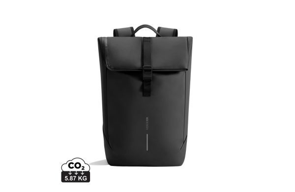 Urban wasserabweisender Flap-Top Rucksack, schwarz