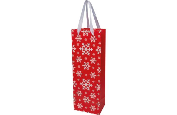 Weihnachtstragetüte aus Papier für eine Flasche - rot