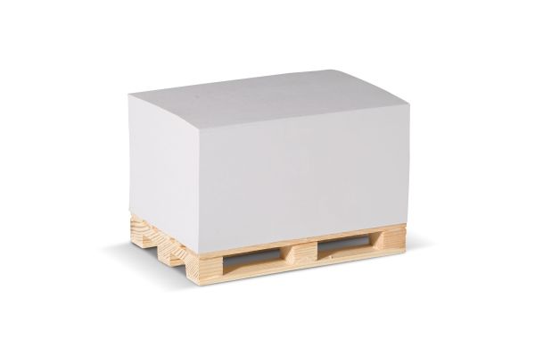 Zettelblock Pad 12x8x6cm auf Holzpalette, weiss