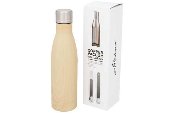 Vasa Kupfer-Vakuum Isolierflasche in Holzoptik, 500 ml - braun 