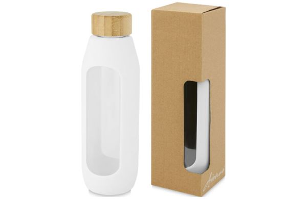 Tidan 600 ml Flasche aus Borosilikatglas mit Silikongriff - weiss 