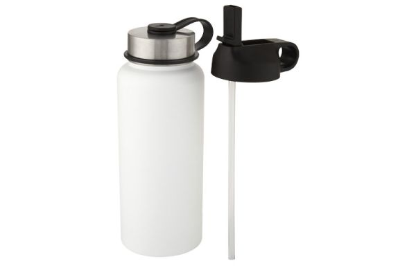 Supra 1 l Kupfer-Vakuum Isolierflasche mit 2 Deckeln - weiss 