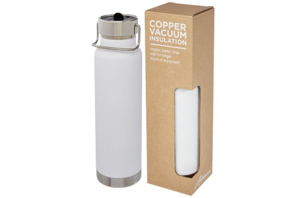Thor 750 ml Kupfer-Vakuum Sportflasche mit Trinkhalm - weiss 