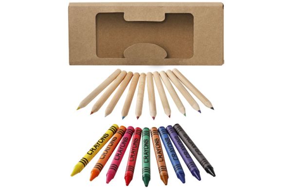 Lucky 19-teiliges Waxmal- und Buntstifte Set - natur 