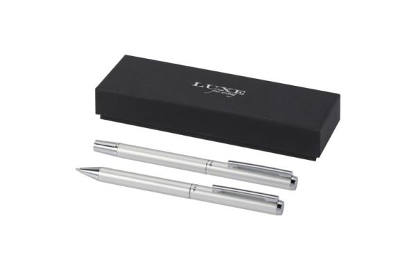 Lucetto Geschenkset mit Kugelschreiber und Tintenroller aus recyceltem Aluminium - silber 