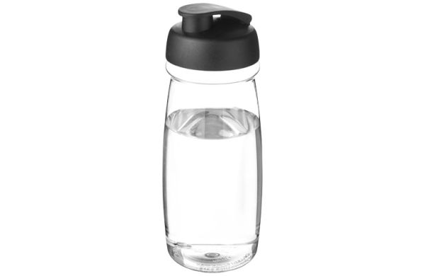 H2O Active® Pulse 600 ml Sportflasche mit Klappdeckel - transparent, schwarz 