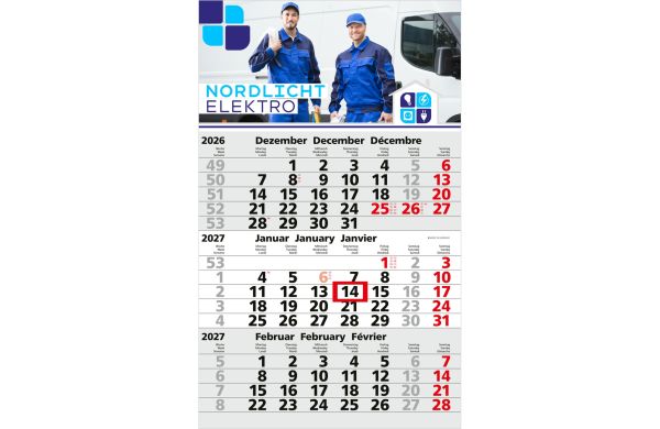 3-Monatskalender Einblatt Solid 3 EXPRESS Schrift fett