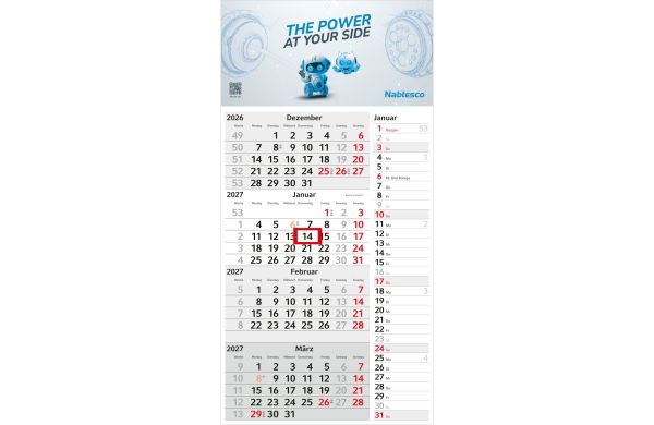 4-Monatskalender Einblatt Konzept 4 Post EXPRESS mit Streifenkalendarium