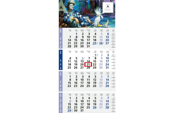 4-Monatskalender Einblatt Logic 4 Post A EXPRESS Design-Kalendarium