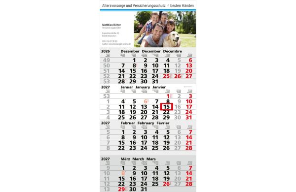 4-Monatskalender Einblatt Mega 4 Post A postoptimiert