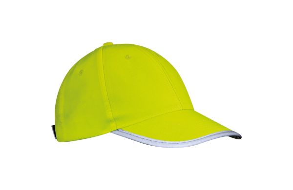 AZO freie 6 Panel Baseballcap für Erwachsene aus Polyester mit reflektierender Borte - gelb