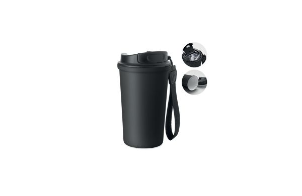Becher recy. Edelstahl 400ml, Schwarz