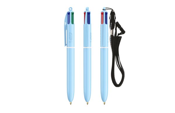 BIC® 4 Colours® Pastell + Schlüsselband Pastellblau