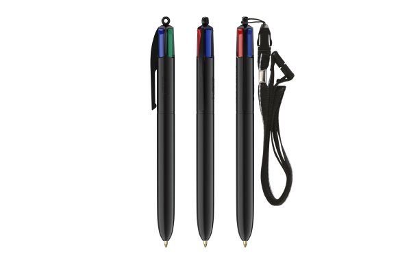 BIC 4 Colours Kugelschreiber und Lanyard, Schwarz