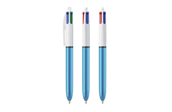 BIC 4 Colours Shine Kugelschreiber und Lanyard, Weiß-Blaumetallic