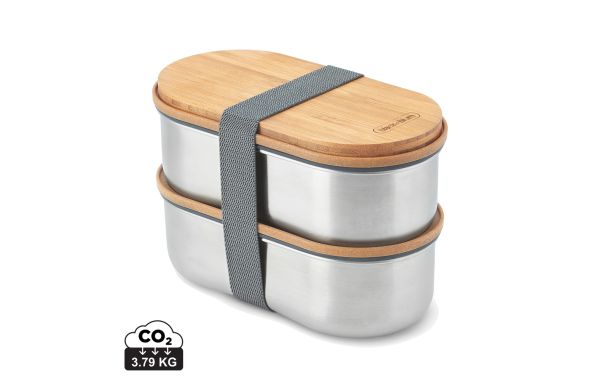 Black+Blum Stainless Steel Double Bento Box, grau