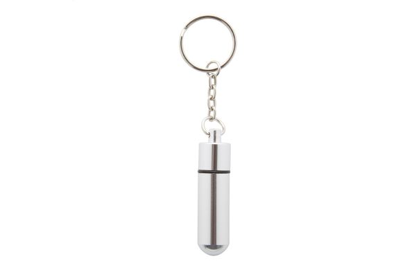 Carrypill Schlüsselanhänger mit Pillenbox, silber