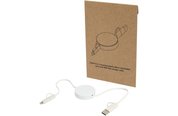 Citala 90 cm 5-in-1 Kabel aus recyceltem Kunststoff für Datenübertragung und 40W Schnellladung, weiss
