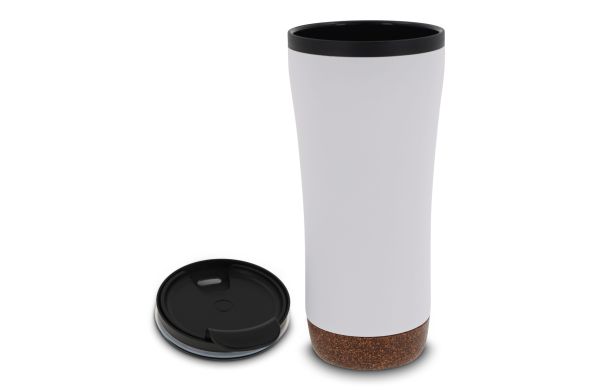 Doppelwandiger Becher mit einem Korkboden 480ml, weiss