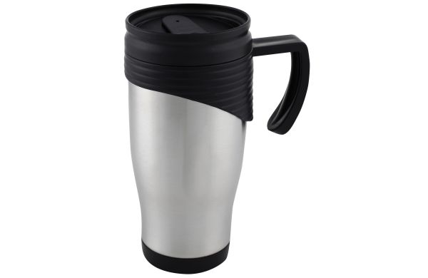 Doppelwandiger Thermobecher, 400ml - silbergrau