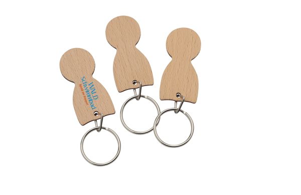 Einkaufswagenlöser Holz mit Schlüsselring_ beige