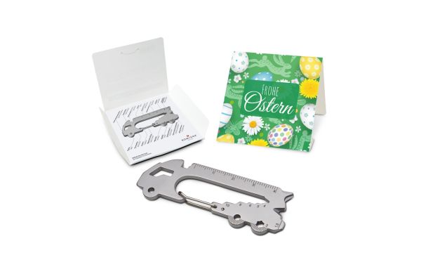 Geschenkartikel: ROMINOX® Key Tool Truck / LKW (22 Funktionen) im Motiv-Mäppchen Frohe Ostern