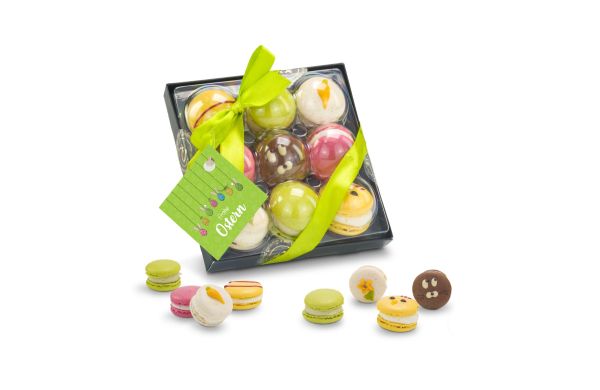 Geschenkartikel / Präsentartikel: Bunte Oster-Macarons, 90 g