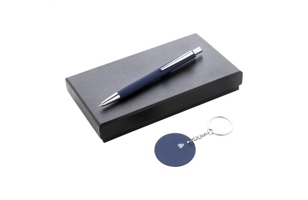 Geschenkset Kugelschreiber und Schlüsselanhänger Miroset, dunkelblau