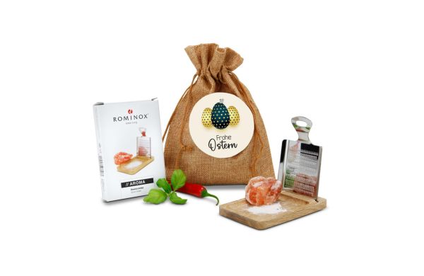 Geschenkset / Präsenteset: Kleine Salzreibe Frohe Ostern