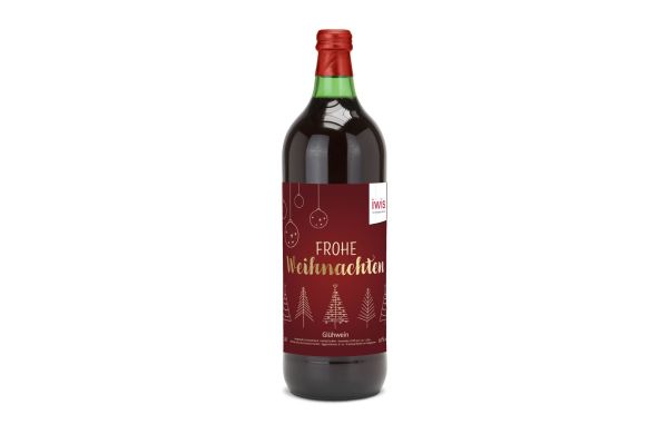 Glühwein - Flasche grün, mit Schraubverschluss, 1 l - individuelles Etikett