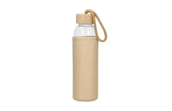 Glasflasche mit Hülle "Natural", 0,5l, transparent